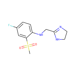 CS(=O)(=O)c1cc(F)ccc1NCC1=NCCN1 ZINC000013473765