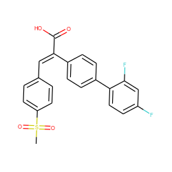 CS(=O)(=O)c1ccc(/C=C(/C(=O)O)c2ccc(-c3ccc(F)cc3F)cc2)cc1 ZINC000103166866