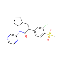 CS(=O)(=O)c1ccc([C@@H](CC2CCCC2)C(=O)Nc2cnccn2)cc1Cl ZINC000095555047