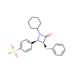 CS(=O)(=O)c1ccc([C@@H]2[C@H](Oc3ccccc3)C(=O)N2C2CCCCC2)cc1 ZINC000098083994