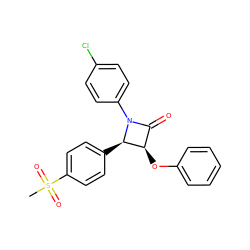 CS(=O)(=O)c1ccc([C@@H]2[C@H](Oc3ccccc3)C(=O)N2c2ccc(Cl)cc2)cc1 ZINC000098082302