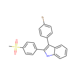 CS(=O)(=O)c1ccc(-c2[nH]c3ccccc3c2-c2ccc(Br)cc2)cc1 ZINC000013477350