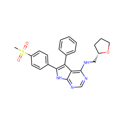 CS(=O)(=O)c1ccc(-c2[nH]c3ncnc(NC[C@@H]4CCCO4)c3c2-c2ccccc2)cc1 ZINC000084739714