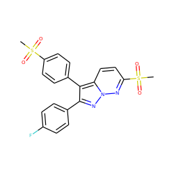 CS(=O)(=O)c1ccc(-c2c(-c3ccc(F)cc3)nn3nc(S(C)(=O)=O)ccc23)cc1 ZINC000028386785