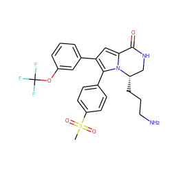 CS(=O)(=O)c1ccc(-c2c(-c3cccc(OC(F)(F)F)c3)cc3n2[C@@H](CCCN)CNC3=O)cc1 ZINC000223654036