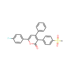 CS(=O)(=O)c1ccc(-c2c(-c3ccccc3)cc(-c3ccc(F)cc3)oc2=O)cc1 ZINC000013581291