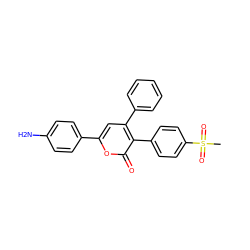 CS(=O)(=O)c1ccc(-c2c(-c3ccccc3)cc(-c3ccc(N)cc3)oc2=O)cc1 ZINC000013581322