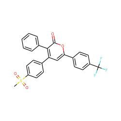 CS(=O)(=O)c1ccc(-c2cc(-c3ccc(C(F)(F)F)cc3)oc(=O)c2-c2ccccc2)cc1 ZINC000013581304