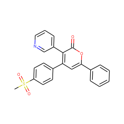 CS(=O)(=O)c1ccc(-c2cc(-c3ccccc3)oc(=O)c2-c2cccnc2)cc1 ZINC000013581330