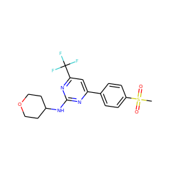 CS(=O)(=O)c1ccc(-c2cc(C(F)(F)F)nc(NC3CCOCC3)n2)cc1 ZINC000000594180