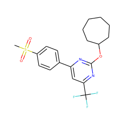 CS(=O)(=O)c1ccc(-c2cc(C(F)(F)F)nc(OC3CCCCCC3)n2)cc1 ZINC000043068988