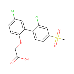 CS(=O)(=O)c1ccc(-c2cc(Cl)ccc2OCC(=O)O)c(Cl)c1 ZINC000071340818