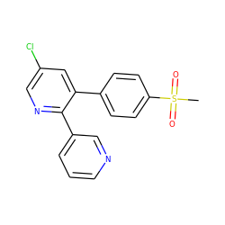 CS(=O)(=O)c1ccc(-c2cc(Cl)cnc2-c2cccnc2)cc1 ZINC000000023207