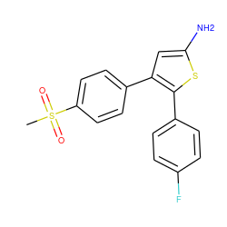 CS(=O)(=O)c1ccc(-c2cc(N)sc2-c2ccc(F)cc2)cc1 ZINC000101262650