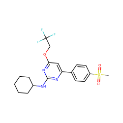 CS(=O)(=O)c1ccc(-c2cc(OCC(F)(F)F)nc(NC3CCCCC3)n2)cc1 ZINC000043071083