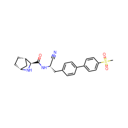 CS(=O)(=O)c1ccc(-c2ccc(C[C@@H](C#N)NC(=O)[C@H]3N[C@@H]4CC[C@H]3C4)cc2)cc1 ZINC000149950177