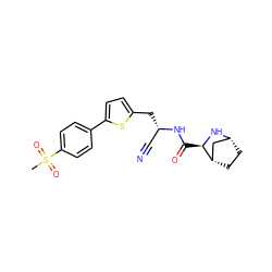 CS(=O)(=O)c1ccc(-c2ccc(C[C@@H](C#N)NC(=O)[C@H]3N[C@@H]4CC[C@H]3C4)s2)cc1 ZINC000169708950