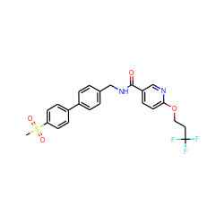 CS(=O)(=O)c1ccc(-c2ccc(CNC(=O)c3ccc(OCCC(F)(F)F)nc3)cc2)cc1 ZINC000045259338