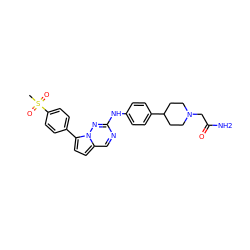 CS(=O)(=O)c1ccc(-c2ccc3cnc(Nc4ccc(C5CCN(CC(N)=O)CC5)cc4)nn23)cc1 ZINC000073223145