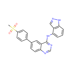 CS(=O)(=O)c1ccc(-c2ccc3ncnc(Nc4cccc5[nH]ncc45)c3c2)cc1 ZINC000143156818