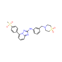 CS(=O)(=O)c1ccc(-c2cccc3nc(Nc4cccc(CN5CCS(=O)(=O)CC5)c4)nn23)cc1 ZINC000068247676