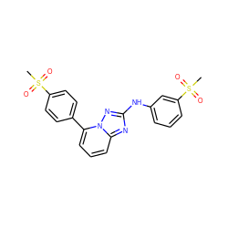 CS(=O)(=O)c1ccc(-c2cccc3nc(Nc4cccc(S(C)(=O)=O)c4)nn23)cc1 ZINC000096169619