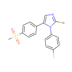 CS(=O)(=O)c1ccc(-c2cnc(Br)n2-c2ccc(F)cc2)cc1 ZINC000013525106