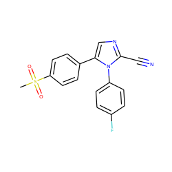 CS(=O)(=O)c1ccc(-c2cnc(C#N)n2-c2ccc(F)cc2)cc1 ZINC000000025703