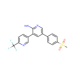 CS(=O)(=O)c1ccc(-c2cnc(N)c(-c3ccc(C(F)(F)F)nc3)c2)cc1 ZINC000084728514