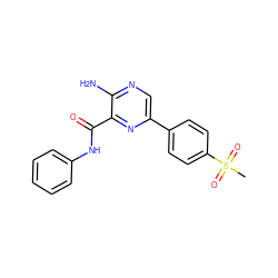 CS(=O)(=O)c1ccc(-c2cnc(N)c(C(=O)Nc3ccccc3)n2)cc1 ZINC000068244543