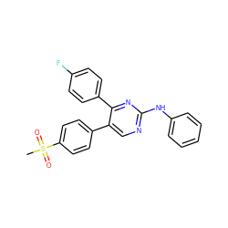 CS(=O)(=O)c1ccc(-c2cnc(Nc3ccccc3)nc2-c2ccc(F)cc2)cc1 ZINC000043014055