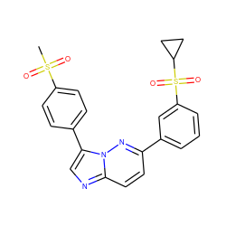 CS(=O)(=O)c1ccc(-c2cnc3ccc(-c4cccc(S(=O)(=O)C5CC5)c4)nn23)cc1 ZINC000299818793