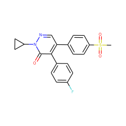 CS(=O)(=O)c1ccc(-c2cnn(C3CC3)c(=O)c2-c2ccc(F)cc2)cc1 ZINC000012352426