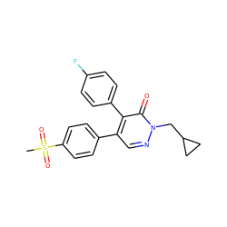 CS(=O)(=O)c1ccc(-c2cnn(CC3CC3)c(=O)c2-c2ccc(F)cc2)cc1 ZINC000001488724