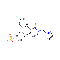 CS(=O)(=O)c1ccc(-c2cnn(Cc3nccs3)c(=O)c2-c2ccc(F)cc2)cc1 ZINC000012352445