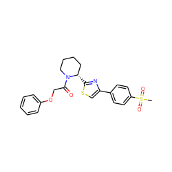 CS(=O)(=O)c1ccc(-c2csc([C@H]3CCCCN3C(=O)COc3ccccc3)n2)cc1 ZINC000118595728