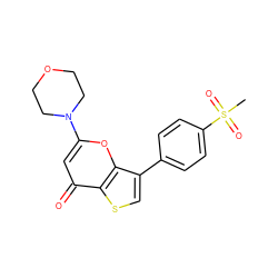 CS(=O)(=O)c1ccc(-c2csc3c(=O)cc(N4CCOCC4)oc23)cc1 ZINC000101661832