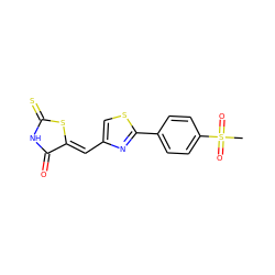 CS(=O)(=O)c1ccc(-c2nc(/C=C3\SC(=S)NC3=O)cs2)cc1 ZINC001772581261