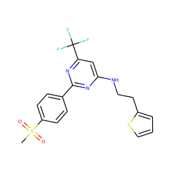 CS(=O)(=O)c1ccc(-c2nc(NCCc3cccs3)cc(C(F)(F)F)n2)cc1 ZINC000029132766