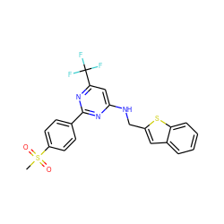 CS(=O)(=O)c1ccc(-c2nc(NCc3cc4ccccc4s3)cc(C(F)(F)F)n2)cc1 ZINC000029132212