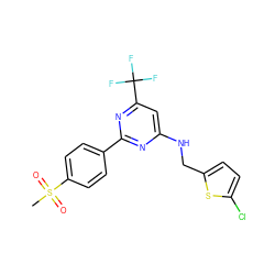 CS(=O)(=O)c1ccc(-c2nc(NCc3ccc(Cl)s3)cc(C(F)(F)F)n2)cc1 ZINC000029131810