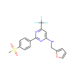 CS(=O)(=O)c1ccc(-c2nc(NCc3ccco3)cc(C(F)(F)F)n2)cc1 ZINC000029132290