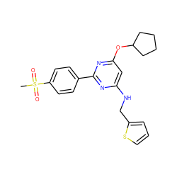 CS(=O)(=O)c1ccc(-c2nc(NCc3cccs3)cc(OC3CCCC3)n2)cc1 ZINC000029132284