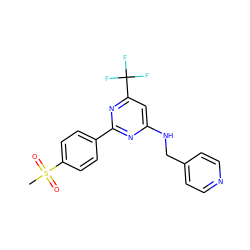 CS(=O)(=O)c1ccc(-c2nc(NCc3ccncc3)cc(C(F)(F)F)n2)cc1 ZINC000029132294