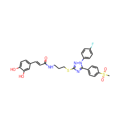 CS(=O)(=O)c1ccc(-c2nc(SCCCNC(=O)/C=C/c3ccc(O)c(O)c3)nn2-c2ccc(F)cc2)cc1 ZINC000653791909