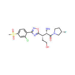 CS(=O)(=O)c1ccc(-c2noc([C@@H](CCO)[C@H](N)C(=O)N3CC[C@H](F)C3)n2)c(Cl)c1 ZINC000014948497