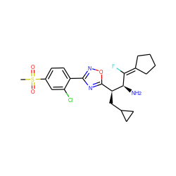 CS(=O)(=O)c1ccc(-c2noc([C@H](CC3CC3)[C@H](N)C(F)=C3CCCC3)n2)c(Cl)c1 ZINC000029126542