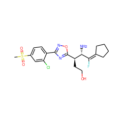 CS(=O)(=O)c1ccc(-c2noc([C@H](CCO)[C@H](N)C(F)=C3CCCC3)n2)c(Cl)c1 ZINC000029126620