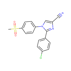 CS(=O)(=O)c1ccc(-n2cc(C#N)nc2-c2ccc(Cl)cc2)cc1 ZINC000003814618