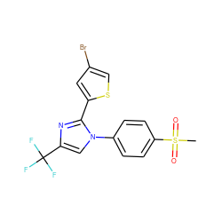 CS(=O)(=O)c1ccc(-n2cc(C(F)(F)F)nc2-c2cc(Br)cs2)cc1 ZINC000003814631